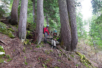 Taking a breather while descending to Lake Dorothy