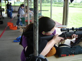 Teri taking her first shot