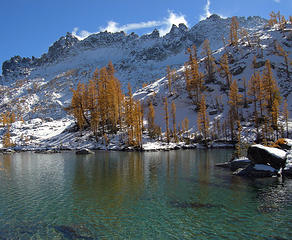 Perfection Lake on a nearly perfect day in the Enchantments