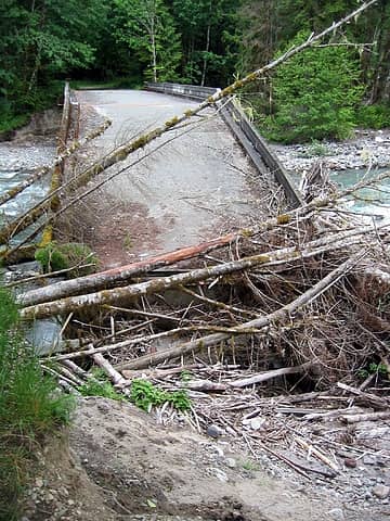 washed out bridge at White Chuck