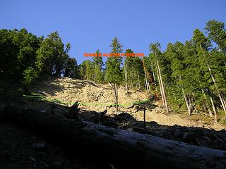 landslide from below with lines