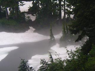 Tarn above Lake Susan Jane in the mist