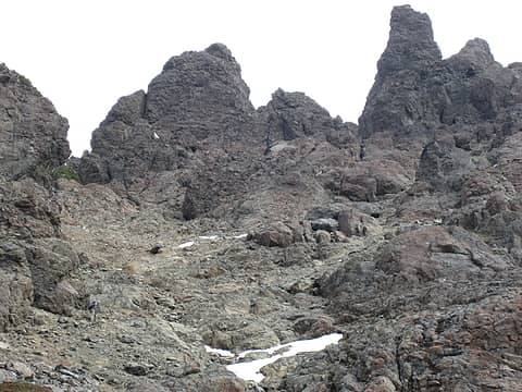 Derek (bottom left) heading towards summit