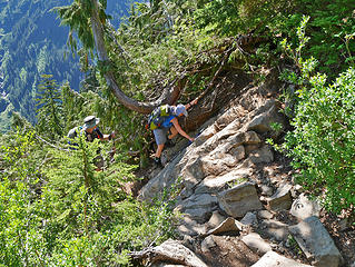 Typical trail tough spot vege Belay. 
Gothic Basin, WA 06/20/15