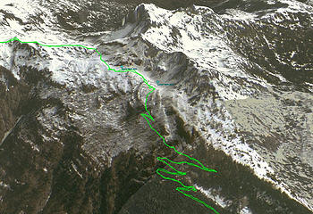 Escondido Ridge below Vista Tarns IS burnt out in 2003 imagery