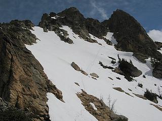 Tracks around on east side of the ridge (photo taken on return)