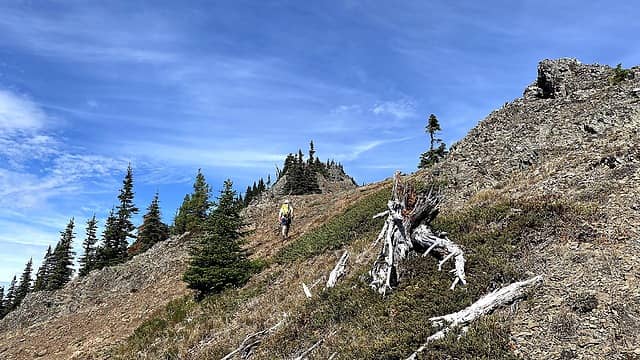 Benson approaching the summit of French Cabin Mountain