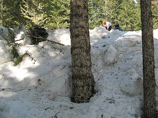 15-foot high avalanche debris along Grouse Creek