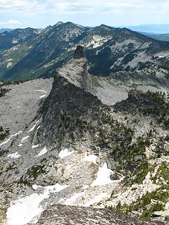 Chimney Rock and Seven Sisters in the background from the summit of Mount Roothaan.
