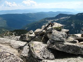 Mount Roothaan summit shot, elevation 7326'.  Lake Pend Oreille in the far distance upper right hand corner.