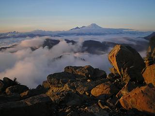 Mount baker above a sea of clouds.