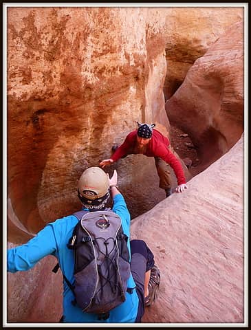Negotiating Little Arch Canyon Narrows