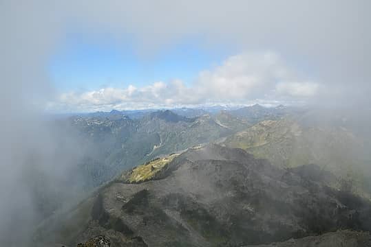 Clouds engulfing the summit views.