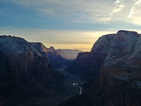 Looking down Zion Canyon near sunset