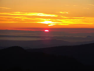 Sunset over Puget Sound from ridge above Goat Flats.