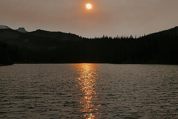 23. setting sun over Mystic Lake