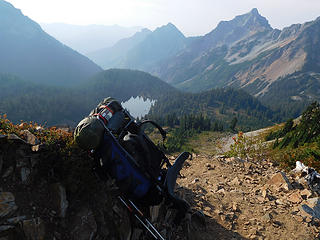 Joe Lake with my pack.  Several hikers including some thru-hikers admired my external frame.