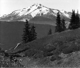 Glacier Peak from near High Pass in 1946 taken by Bill Long.