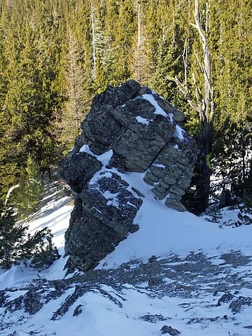 Rock formation along ridge.