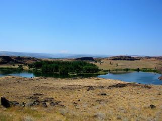View of Columbia Hills Sate Park and Horsethief lake.  From the butte