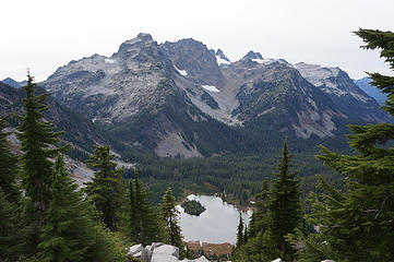 Summit Chief, Chimney Rock, Overcoat Peak, Lake Williams in foreground