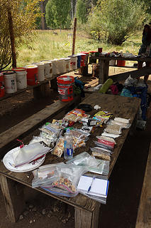 Day 11. Resupply at Muir Trail Ranch, with buckets full of free food