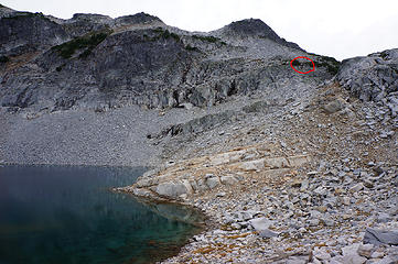 Circled in red is the point where turned around above the highest La Bohn Lake