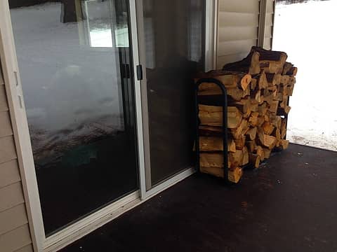 Wood outside the stove room