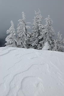 Textured snow near summit