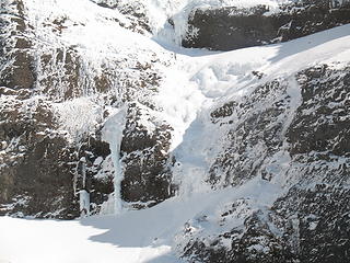 A close-up of unclimbed ice.