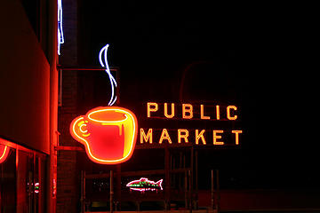 Market sign with the SBC cup sign in the foreground