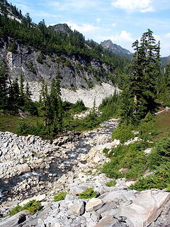 Looking down the valley from Hinman lakes outlet