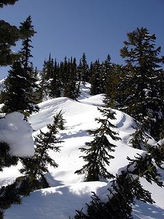 The corniced summit ridge