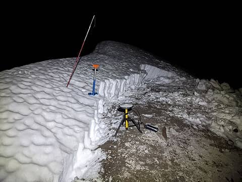 The setup on the summit, looking to the east