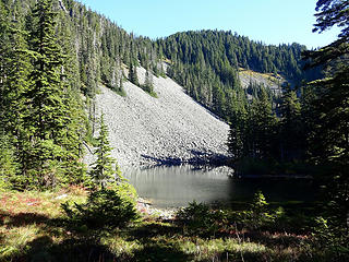 One of the Alice Lakes. Mt Kent is to the right of center.