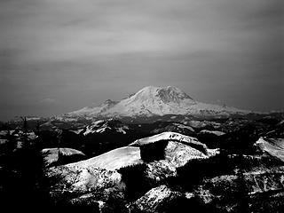 Black and white of Rainier.