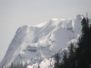Snowy Big Four Mountain coming down Deer Creek Road.