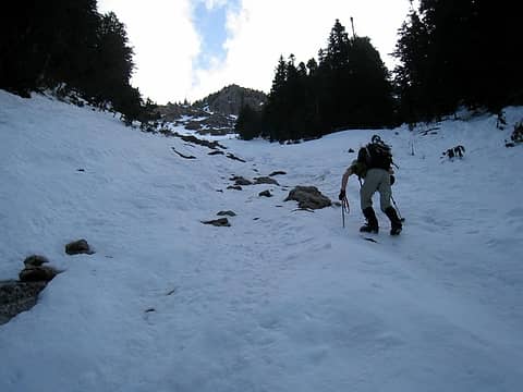 brian heading up second gully