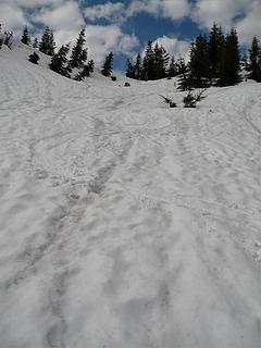 yo yo skied a bowl on Slide Mtn's ridge
