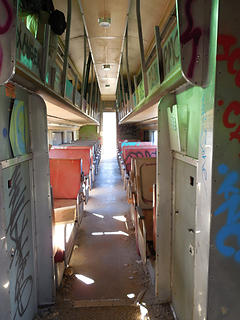 Inside a train car