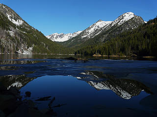 Reflection in Eightmile Lake, Eightmile Peak is on the right.