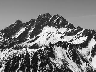 Black and white of Stuart in the Alpine Lakes Wilderness, Wenatchee National Forest, WA.