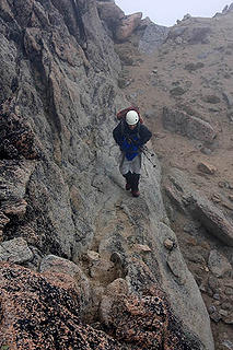 Dale walks summit ledge
