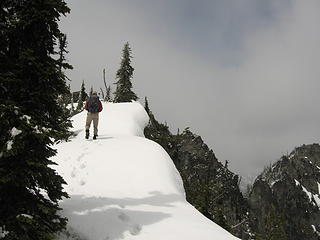 Bob hiking up the ridge toward summit