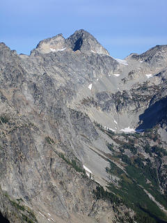 Dumbell Lake and Mtn from the pass above Big Creek, looking north