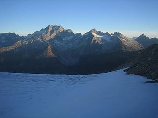 Pass to glaciers, Dome Peak in distance
