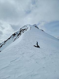 My peeps descending the ridge. The two skiers getting ready to go up.