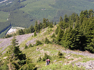 Conga line grows on descent from Mailbox peak.