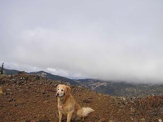 Sadie at the top of Elbow Peak look West across the rest of the Teanaways