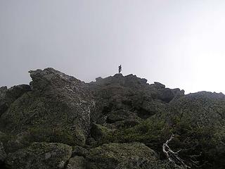 Mike up above on false summit